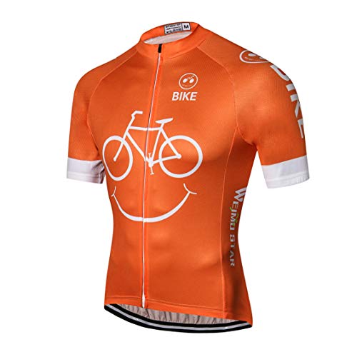 Weimostar - Maillot de ciclismo para hombre de manga corta para bicicleta de montaña o carretera, camiseta de ciclismo para hombre, transpirable, color naranja, talla XXL