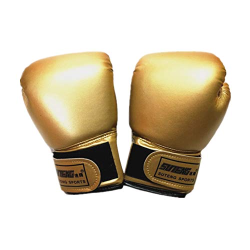 WESDOO Guantes Boxeo Hombre Guantillas Karate Golpe Guantes Sparring Guantes Bolsa de Boxeo Guantes Guantes de Boxeo para Artes Marciales Gold,Adult