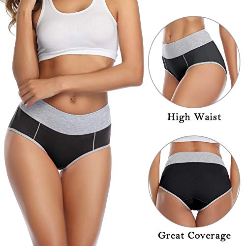 wirarpa Bragas Mujer Slip Cintura Alta Algodón Braguitas 4 Pack Tamaño M