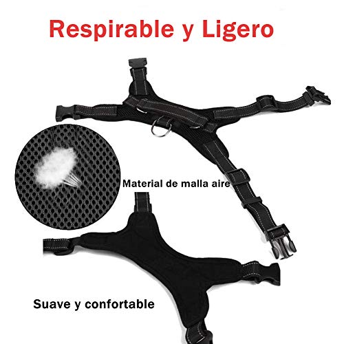 Wodondog Arnés para Perros Reflectantes Cómodo Transpirable Chaleco Acolchado Ajustable Arnés para Perros Grandes Medianos Pequeños (XL, Negro)