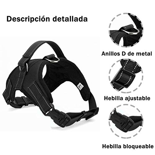 Wodondog Arnés para Perros Reflectantes Cómodo Transpirable Chaleco Acolchado Ajustable Arnés para Perros Grandes Medianos Pequeños (XL, Negro)