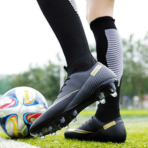 WOWEI Zapatos de Fútbol Hombre Spike Aire Libre Profesionales Atletismo Training Botas de Fútbol Zapatillas de Deporte,T2150 Negro,38 EU