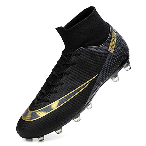 WOWEI Zapatos de Fútbol Hombre Spike Aire Libre Profesionales Atletismo Training Botas de Fútbol Zapatillas de Deporte,T2150 Negro,38 EU