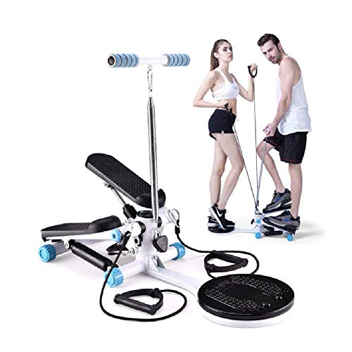 XYLUCKY Paso A Paso con Tablero AB Twister, Monitor LCD, Banda De Resistencia Máquina De Escalera Plegable para Uso Doméstico Silencioso Y Compacto, 135 Kg De Capacidad,Azul