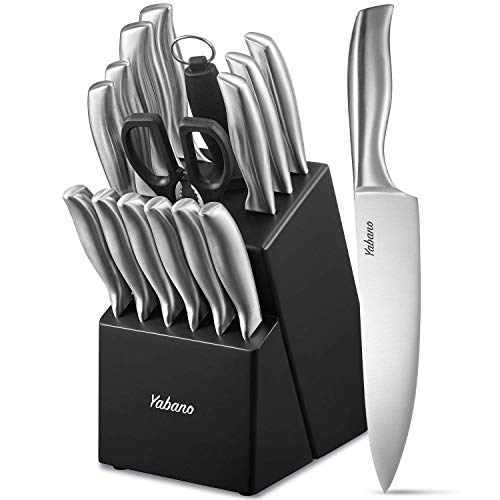 Yabano Cuchillos Cocina, 16 Piezas Set Cuchillos Cocina, Juego de Cuchillos Profesional Hecho de Acero Alemán X50Cr15, Súper Afilado, Diseño ergonómico