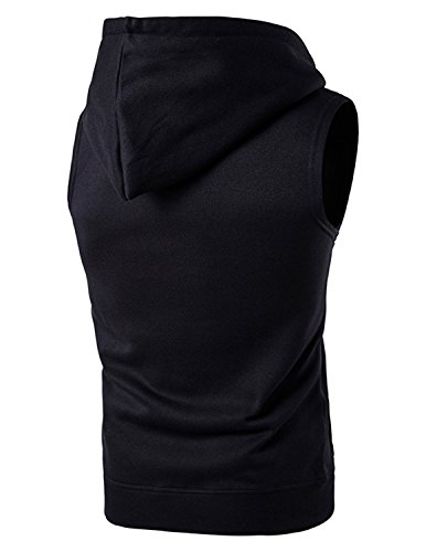 YCUEUST Hombre Sudaderas con Capucha Sin Mangas Camiseta Casual Chalecos Deportivos Negro Large