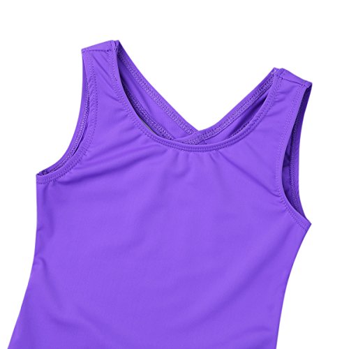 Yeahdor Maillot de Danza Ballet para Chica Leotardo de Gimnasia Rítmica Espalda Encaje Ahuecado Mono Clásico Disfraz Bailarina Morado 6 Años