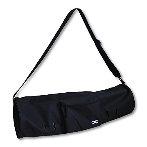 YogaAddict bolsa grande para esterilla de yoga «compacta» con bolsillos y cremallera, ideal para la mayoría de alfombrillas, extra ancha, correa ajustable, fácil acceso, 71 cm x 20 cm y 73 cm x 28 cm, Black (28"x8")