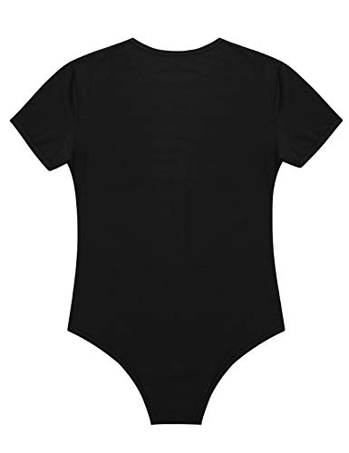 YOOJIA Hombre Mameluco Deportivo Bodysuit Básico Leotardo Gimnasia Mono Corto Slim Fitness Maillot de Danza Baile Negro Large