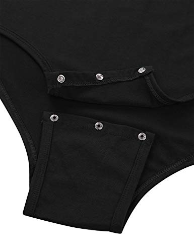 YOOJIA Hombre Mameluco Deportivo Bodysuit Básico Leotardo Gimnasia Mono Corto Slim Fitness Maillot de Danza Baile Negro Large