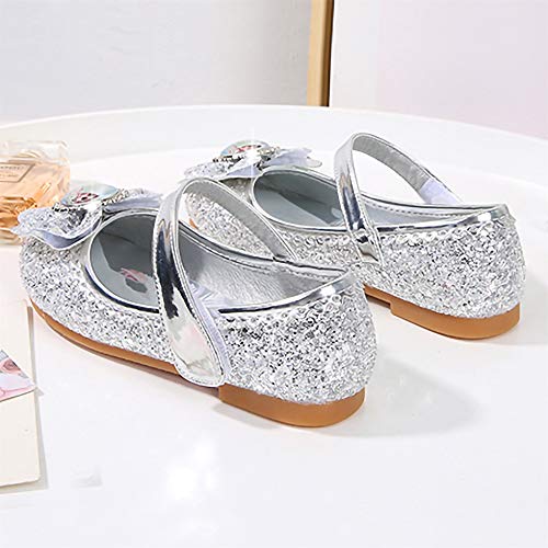 YOSICIL Zapatos de la Princesa Elsa niñas con Lentejuela Zapato de Disfraz Elsa Frozen de Princesa Disfraz Sandalias con Velcro Tacón Zapatos de Fiesta Halloween Cumpleaños Azul EU22-35