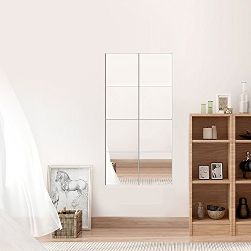 Yosoo Health Gear Espejo Adhesivos de Pared Cuadrados, 25 Piezas Adhesivos de Pared con Espejo Extraíble, Etiqueta Autoadhesiva para la Decoración de la Sala de Estar de la Casa