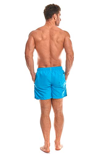 Zagano Milan - Bañador para hombre con bolsillos laterales y bolsillo trasero, pantalones cortos modernos para natación, tiempo libre, deportes acuáticos, en color azul claro, talla 6XL