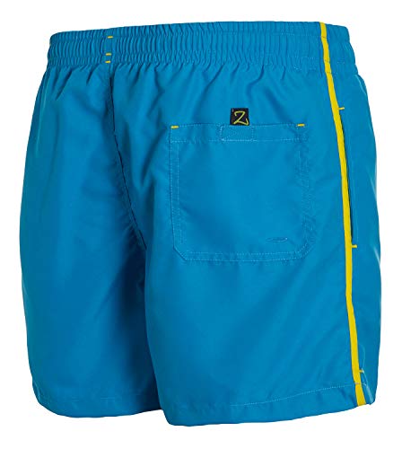 Zagano Milan - Bañador para hombre con bolsillos laterales y bolsillo trasero, pantalones cortos modernos para natación, tiempo libre, deportes acuáticos, en color azul claro, talla 3XL