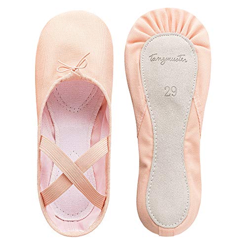 Zapatillas de Ballet - Lino, Suela Entera de Cuero - Rosa Albaricoque - Talla: 23