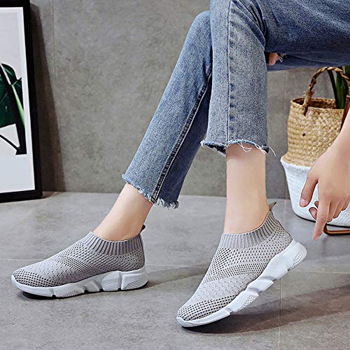 Zapatillas de Deportivos de Running para Mujer Casual en Suelas Cómodas Slip on Zapatos Deportivos para Correr al Aire Libre Calcetines Zapatos 36-41 riou