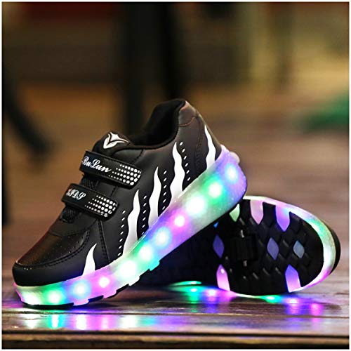 Zapatillas de Patinaje retráctiles con Ruedas Dobles para niños y niñas al Aire Libre, 7 Colores cambiantes LED Intermitentes Zapatillas de Gimnasia