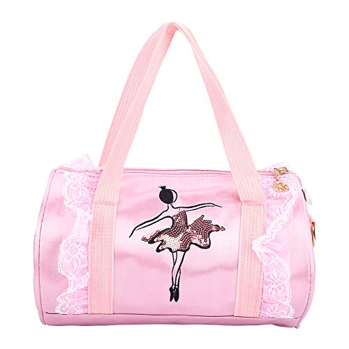 Zerodis- Bolso de Ballet para niñas Ballet Princess Dance Bag Ballet Bolso de Baile Latino Bolso de Hombro Bolso Cruzado con Encaje para Bailarina Niñas(Pink Short Gauze)