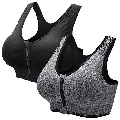 ZOEREA Sujetador Cierre Delantero Deportivo para Mujer Gimnasio Ropa con Almohadillas Extraíbles para Correr Sin Costuras Yoga Fitness 2 Piezas