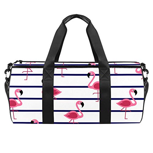 Z&Q Línea Red Flamingo Fitness Sport Gym Bag con Bolsillos Laterales y Compartimento Impermeable Bolsa de Viaje Duffel para Mujeres y Hombres 45x23x23cm