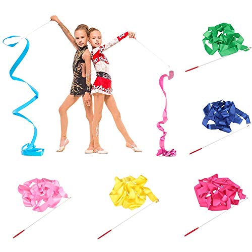 ZRONG Colorido 2pcs 4M Gimnasia rítmica de la Cinta Danza Culturismo Arte de Gimnasia Ballet Streamer de Giro del palillo de Rod for Training (Color : 4)