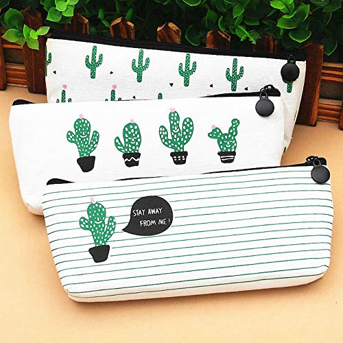 1 estuche para lápices de flamencos, cactus, lona, suministros escolares, papelería, cancería, escuela, lindo, estuche, 1 unidad