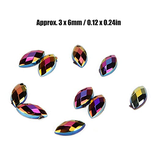 1000 Piezas de Diamantes de Imitación para Manualidades AB Fancy Horse Eye Shape Crystal Gems Flatback Glass Cristales Cuentas para Manualidades de Bricolaje Ropa Bolsa Zapatos Decoraciones(Negro)