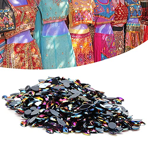 1000 Piezas de Diamantes de Imitación para Manualidades AB Fancy Horse Eye Shape Crystal Gems Flatback Glass Cristales Cuentas para Manualidades de Bricolaje Ropa Bolsa Zapatos Decoraciones(Negro)