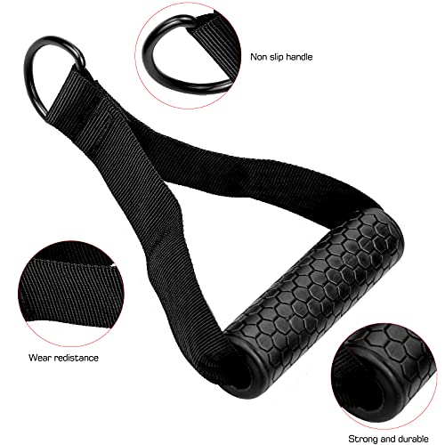 2 Piezas Mango de Resistencia para Ejercicios, Agarre Polea Nylon Cuerda Tríceps Manija Empuñadura de Silicona con núcleo de ABS Macizo para Gimnasio, Equipo de Entrenamiento