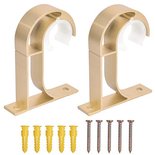 2 Soportes de Techo Soporte para Barra de Armario Sostenedor de Barra de Cortinas Montaje en Techo Flange Holder Soporte para Cortinas para Tuberías Barra de Cortina de Ducha de Armario 28mm (oro)