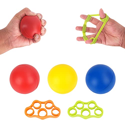 3 Piezas Pelota Antiestres,Pelota Rehabilitacion Mano, con 2 Fortalecedores de Mano Ejercitador de Dedos,alivia el dolor en las articulaciones,para terapia de mano,Alivio del estrés