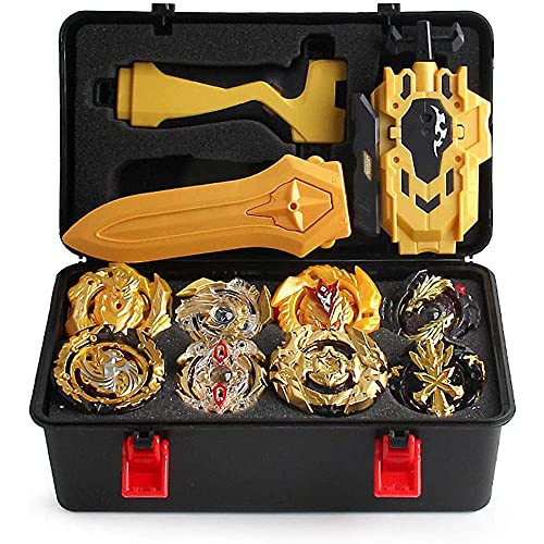 3T6B Conjunto de Peonzas Juguetes con Estuche Portátil, 12 Nuevo Nado Spinner con 2 Turbo Burst Launcher, con Gyro Spinning Pocket Box