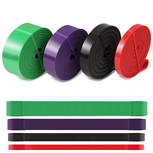 4PCS Bandas Elásticas de Resistencia - Cintas Elásticas de Látex Natural para Estiramiento, Fisioterapia, Yoga, Pilates, Gimnasio en Casa para Hombres y Mujeres, con Bolsa de Almacenamiento