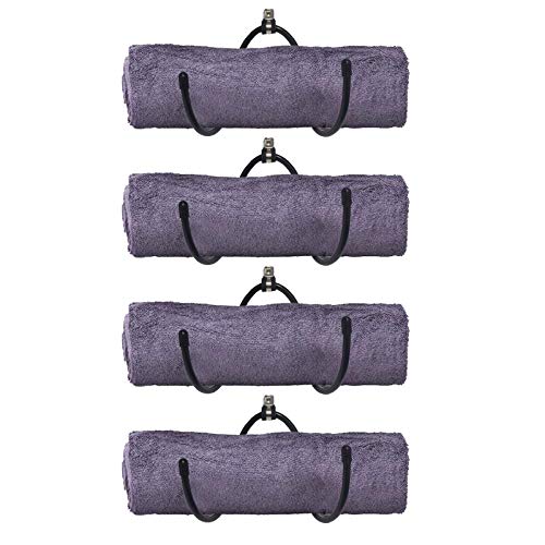 4x Esterilla de yoga de pared con soporte de espuma y toallero Esterilla de almacenamiento para yoga y barras,estante de ejercicios para colgar para su clase de fitness o gimnasio en casa