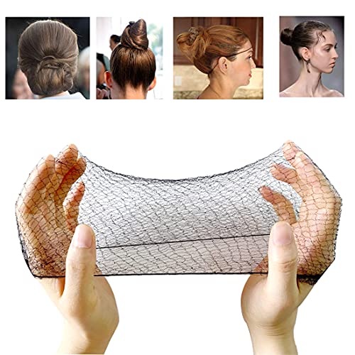 50PCS Mallas para el cabello Cabello invisible con borde elástico Redes de pelo para la danza del ballet Negro