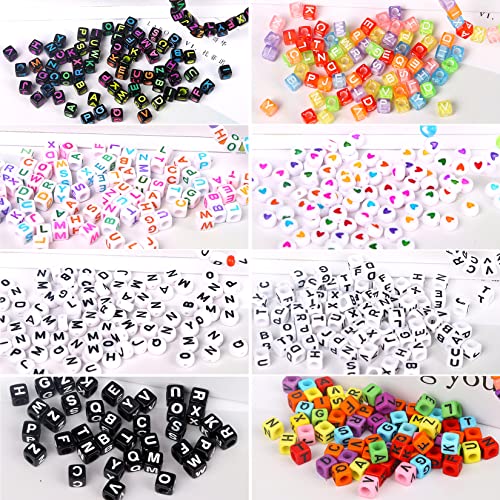 5200Cuentas de Colores abalorios pulseras，4mm 3800 Cuentas de Colores 24 Colores，6mm 1200 Cuentas Abalorios Letras y varios kit para hacer pulseras