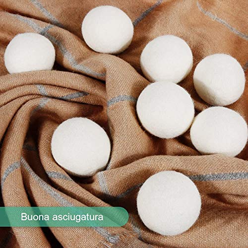 6 Bolas para Secadora y Lavadora de Lana - Pelotas para secar la Ropa sin Usar suavizante - Dryer Balls de Lana de Oveja Reutilizables,Suaviza la Ropa de Forma Natural