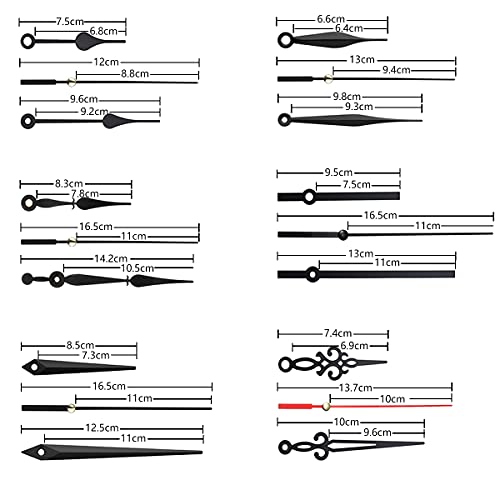 6 Piezas Mecanismo de Movimiento de Reloj, Mecanismo Reloj de Pared Mecanismos de Movimiento de Reloj de Cuarzo Maquinaria Reloj con 6 Diferentes Pares de Manecillas para DIY Reparación de Reloj