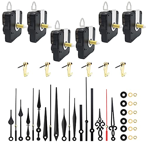 6 Piezas Mecanismo de Movimiento de Reloj, Mecanismo Reloj de Pared Mecanismos de Movimiento de Reloj de Cuarzo Maquinaria Reloj con 6 Diferentes Pares de Manecillas para DIY Reparación de Reloj