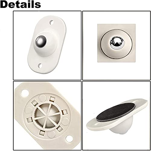 8 Piezas Rueda de Polea Universal para Muebles, Ruedas Adhesivas Giratorias, Mini Ruedas Universales de Acero Inoxidable,Poleas para Mover Cajas de Basura, Color Blanco