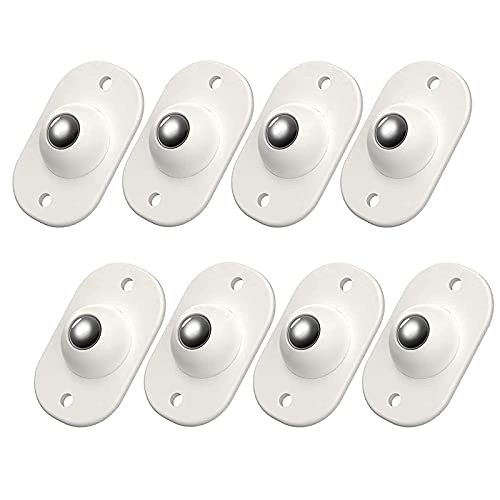 8 Piezas Rueda de Polea Universal para Muebles, Ruedas Adhesivas Giratorias, Mini Ruedas Universales de Acero Inoxidable,Poleas para Mover Cajas de Basura, Color Blanco