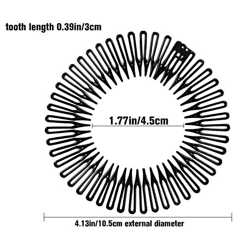 9 Piezas Peines de Estiramiento Circular Completo Peine de Plástico Flexible de Círculos Peine Elástico Soporte de Diadema Venda para Mujer Niña, 3 Colores