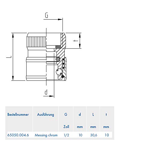 ABA Beul 65050.004.6 - Acoplamiento de agua (1/2", cromado)