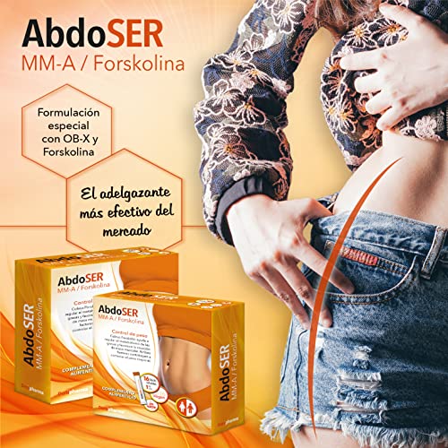 Abdoser - 16 sticks - Elimina la grasa acumulada en abdomen y muslos - Adelgazante con MM-A y Forskolina - Quemagrasas - Detox - Caja 16 sobres - 1 al dia