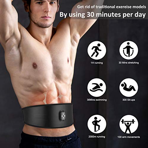 Abs Estimulador Muscular Abdominales, EMS Estimulador Mmuscular con USB sin Almohadillas de Gel para Mujeres y Hombres último Hodelo, Estimulador de Abdominales Adelgazar y Aumentar la Aptitud Física.