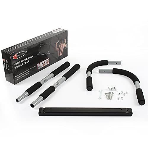 Active Barras de dominadas para puerta, barras de barbilla, entrenador de cuerpo superior portátil ajustable, barra de entrenamiento para el gimnasio en casa, entrenamiento de fuerza (negro)