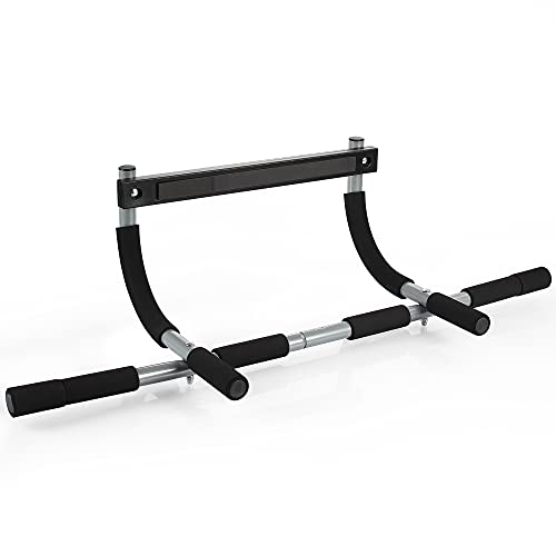 Active Barras de dominadas para puerta, barras de barbilla, entrenador de cuerpo superior portátil ajustable, barra de entrenamiento para el gimnasio en casa, entrenamiento de fuerza (negro)