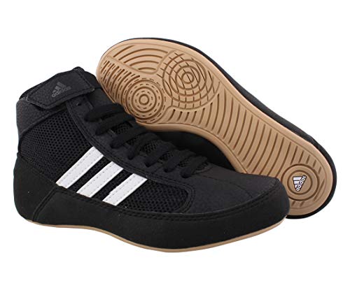 adidas Men's Boy's HVC2 Wrestling Mat Shoe Ankle Strap (Black/White, 12.5)