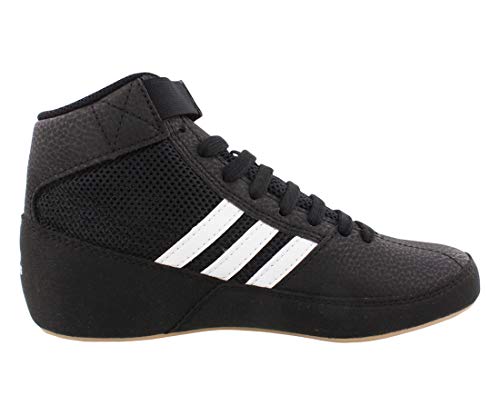 adidas Men's Boy's HVC2 Wrestling Mat Shoe Ankle Strap (Black/White, 12.5)