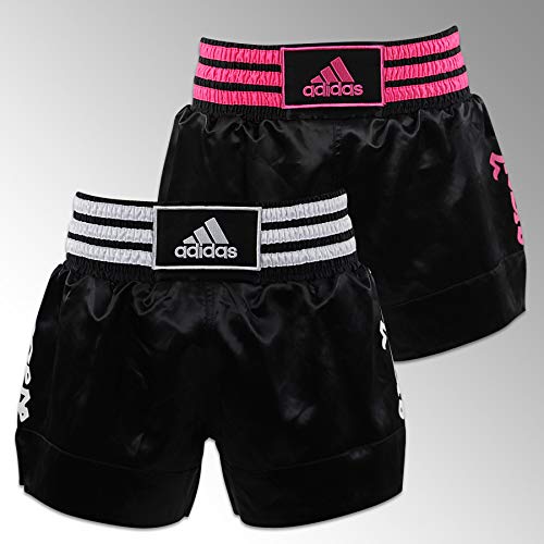 Adidas Pantalones cortos de boxeo tailandés - blanco y negro Large